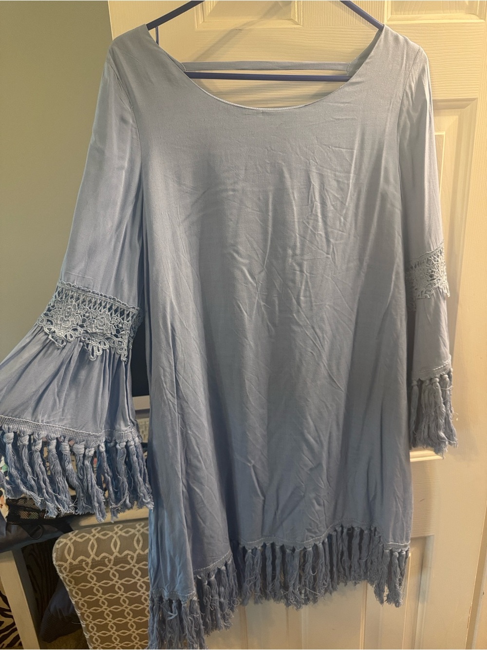JODIFL Medium - light Blue Fringe Sleeve Dress - Women